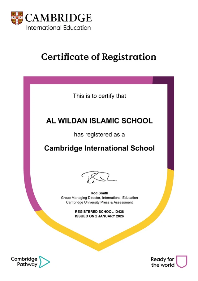 Sertifikat pendaftaran Cambridge International School, ID438