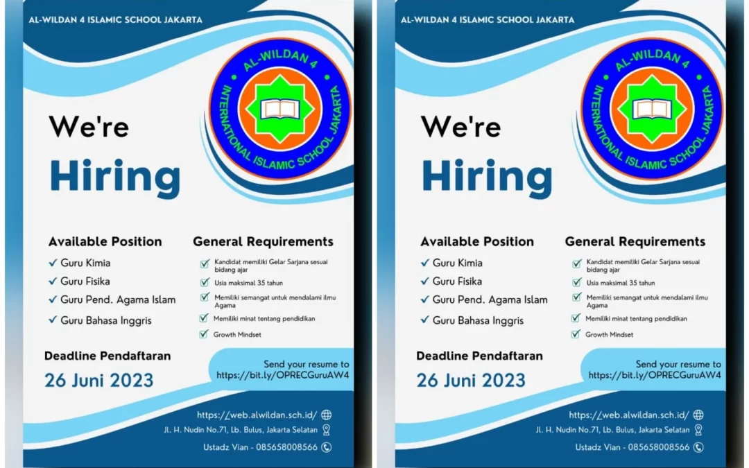 Job Vacancy | AL – WILDAN 4 JAKARTA, 2023