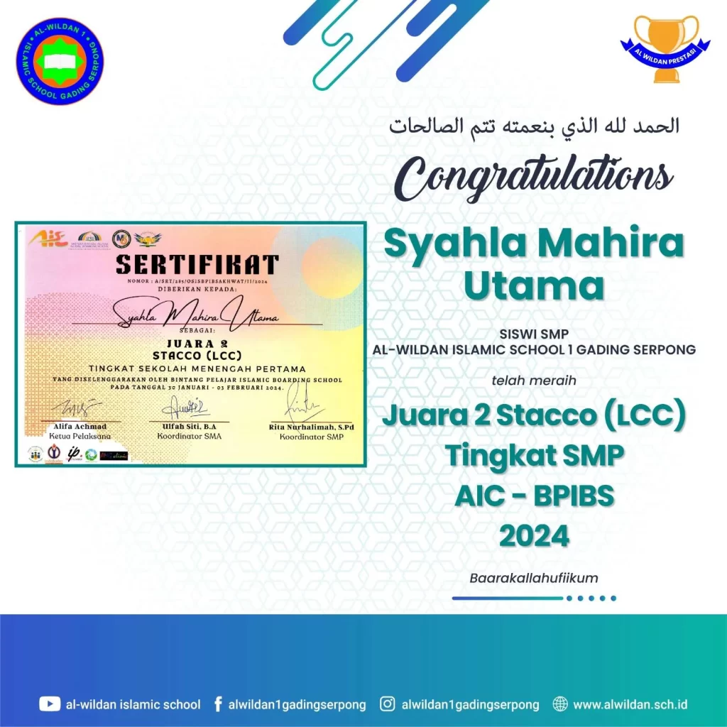 Prestasi Siswa Al-Wildan 1 Gading Serpong