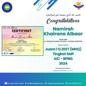 Prestasi Siswa Al-Wildan 1 Gading Serpong