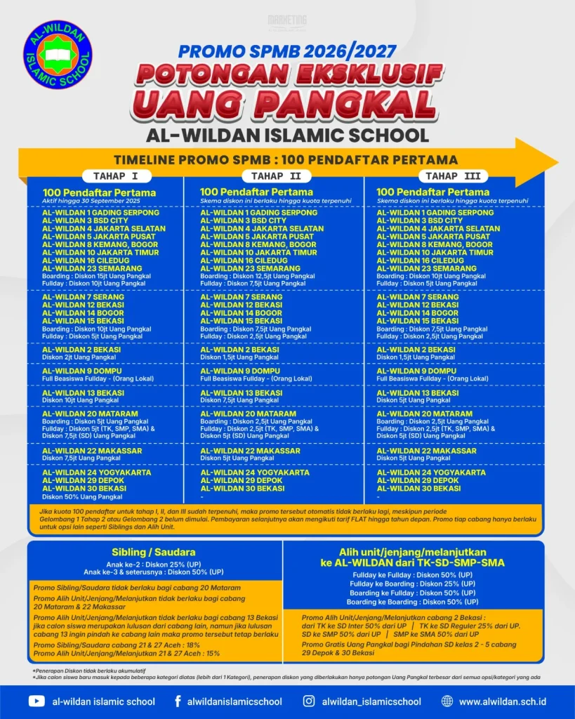 Promo Potongan Uang Pangkal AL-WILDAN